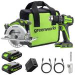 Greenworks  Bürstenloses Bohrschrauber- & Handkreissäge-Set CK322