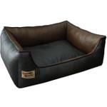 Hundebettenmanufaktur Hundesofa Kunstleder Schwarz/Braun