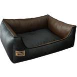Hundebettenmanufaktur Hundesofa Kunstleder Schwarz/Braun