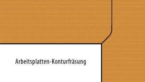 Arbeitsplatten Eckverbindung mit Konturfrässchablone