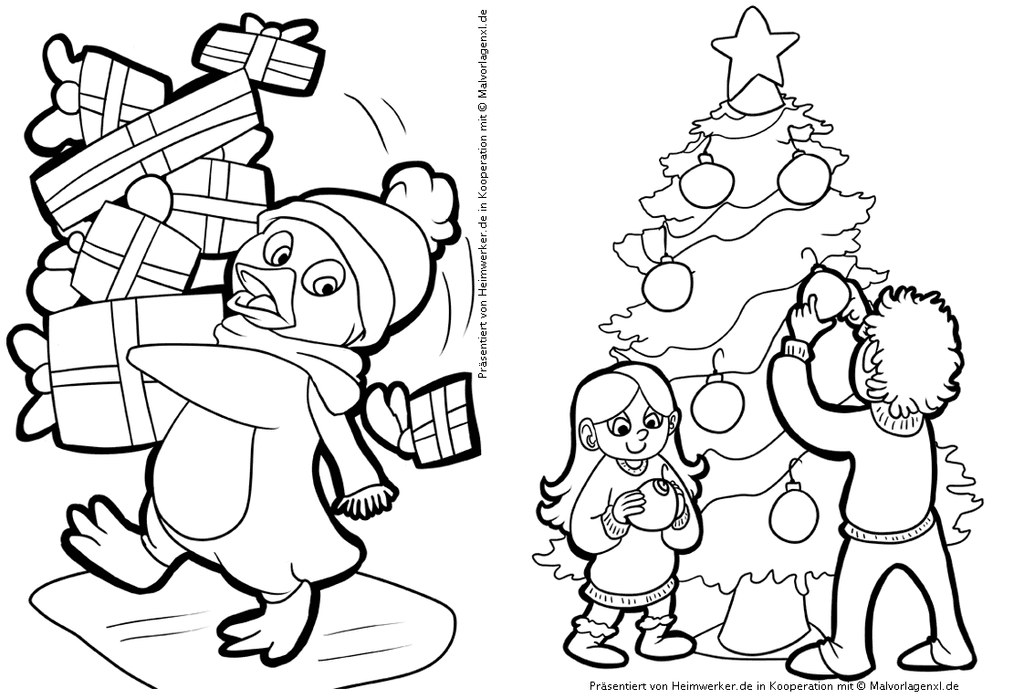 ausmalbilder-weihnachten-pinguin-und-baum