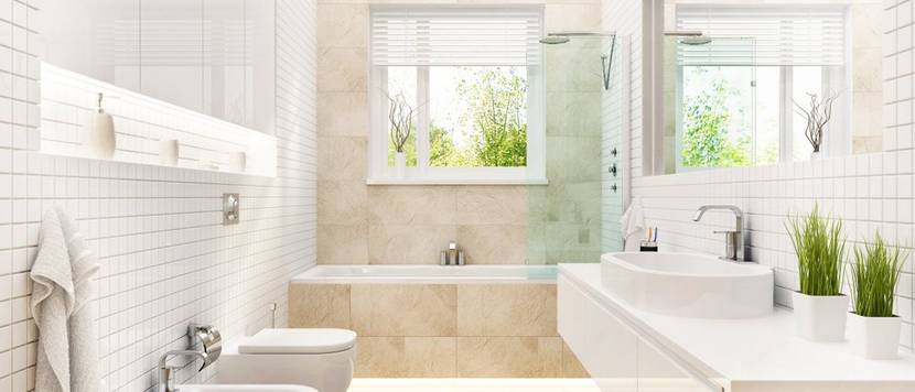 modernes gefliestes badezimmer