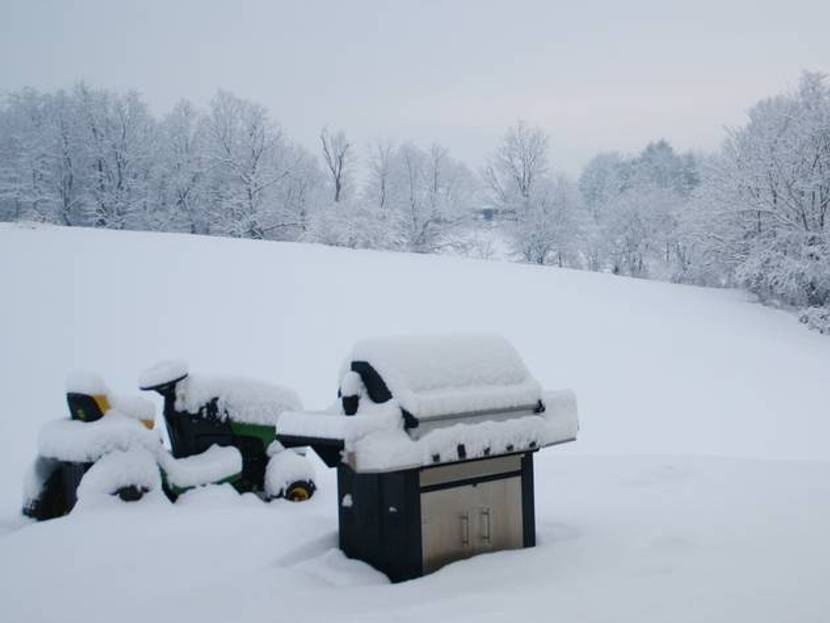 Rasenmäher im Schnee