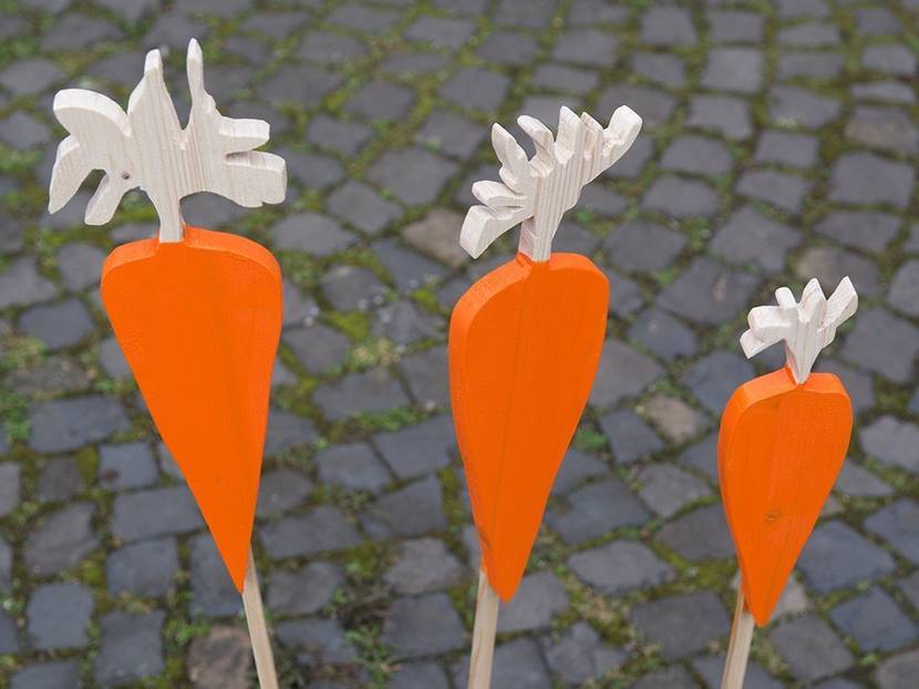 Möhren orange anmalen und trocknen lassen.