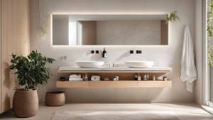 Einbau-Spiegelschrank in modernem Badezimmer.