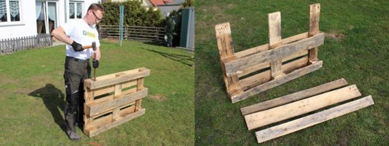 Gartenbank aus Europaletten selber bauen Anleitung in 5 Schritten