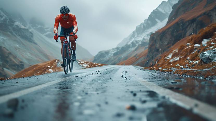 Fahrradhose für Herren getestet: Rennradfahrer fährt bei Regen.