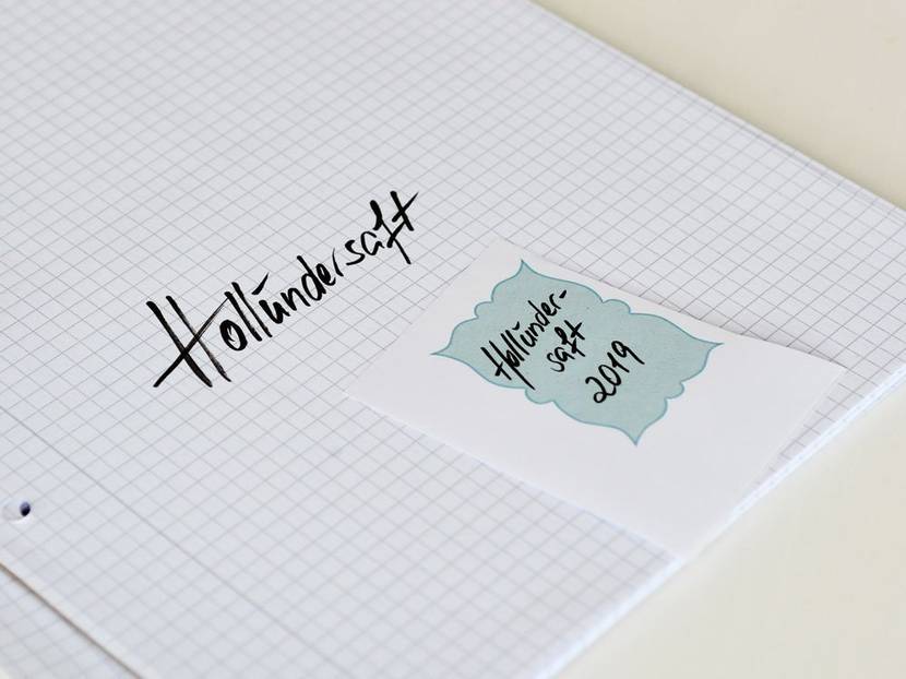 Handschriftliches Etikett