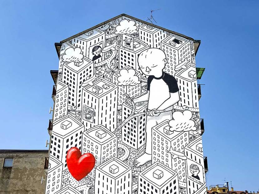 Hausgiebel mit Graffiti