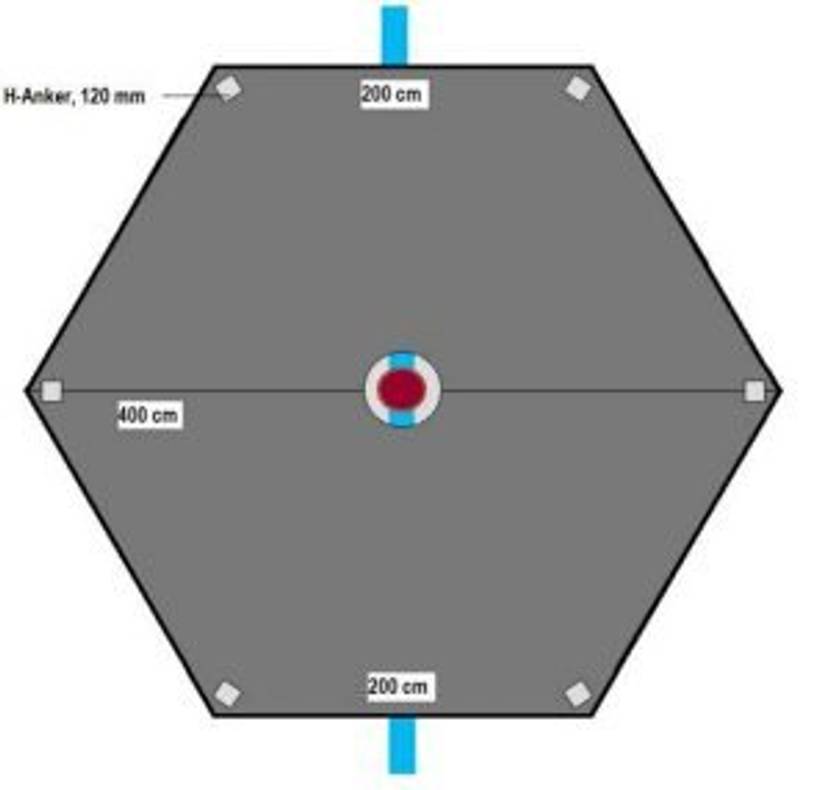 Das Fundament hat einen Durchmesser von 400 cm