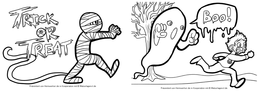 halloween-ausmalbild-mumie-und-gespenst