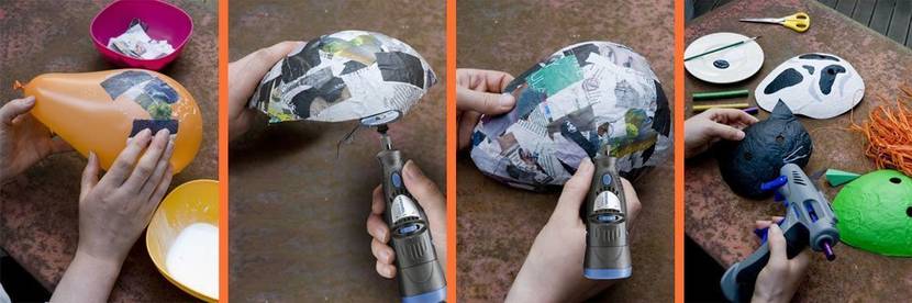 Halloweenmaske aus Luftballon selber machen