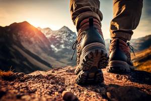 wanderschuhe-im-gebirge-von-hinten