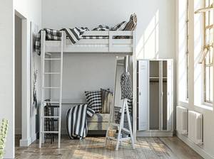 Schlafzimmer für Kinder mit Stockbett aus weißem Holz