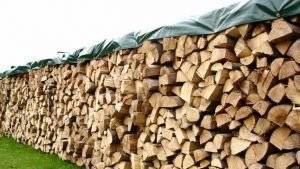 Spezielle Abdeckplanen schützen das Kaminholz vor Regen