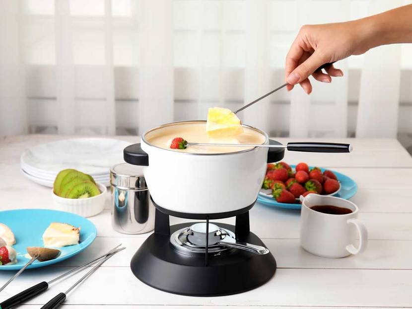 mandelmilchfondue und obst