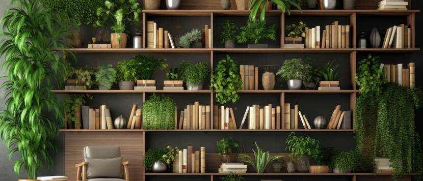 raumakustik verbessern durch pflanzen und bücherregale