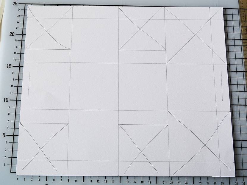 Mit einem Kreuz markierte Flächen abschneiden.