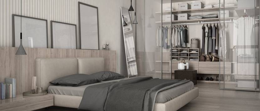 schlafzimmer mit begehbarem kleiderschrank