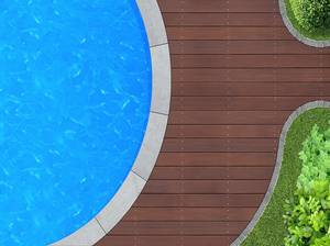 Gartendetail mit Swimming Pool von oben