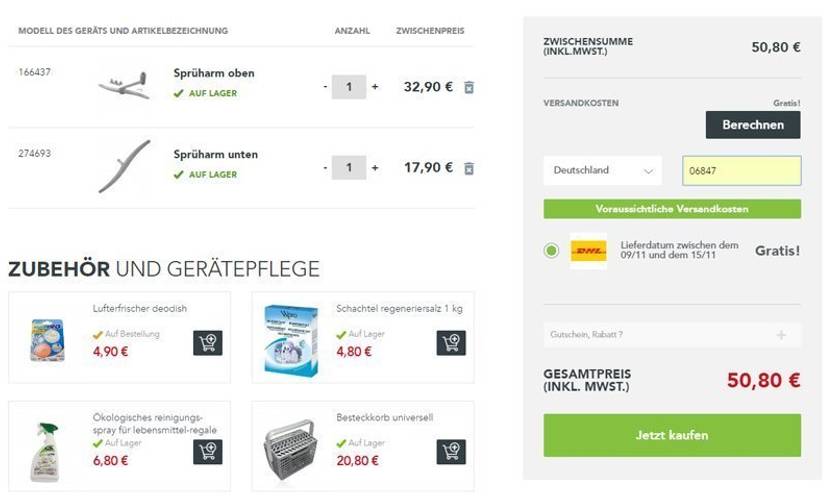 Der Warenkorb kann jederzeit bearbeitet werden.