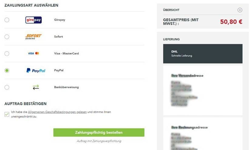 Ausreichend viele Bezahlmöglichkeiten.