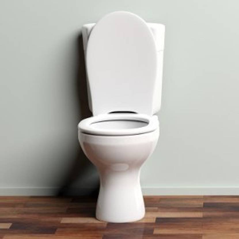 Weißes, spülrandloses WC.
