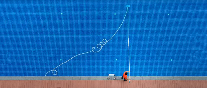 Swimmingpool reinigen mit Teleskopstange
