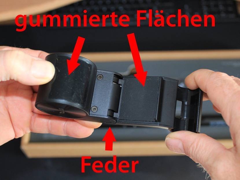 Gummierte Flächen zum Schonen und gegen ein Verrutschen.