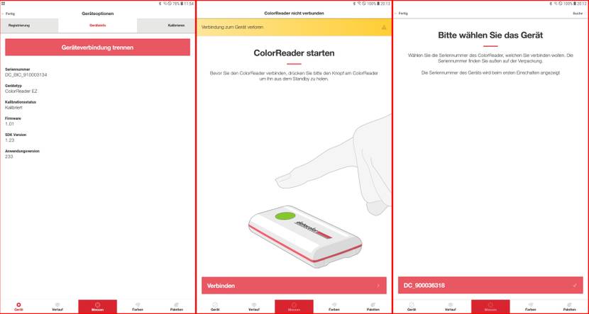 ColorReader neu verbinden