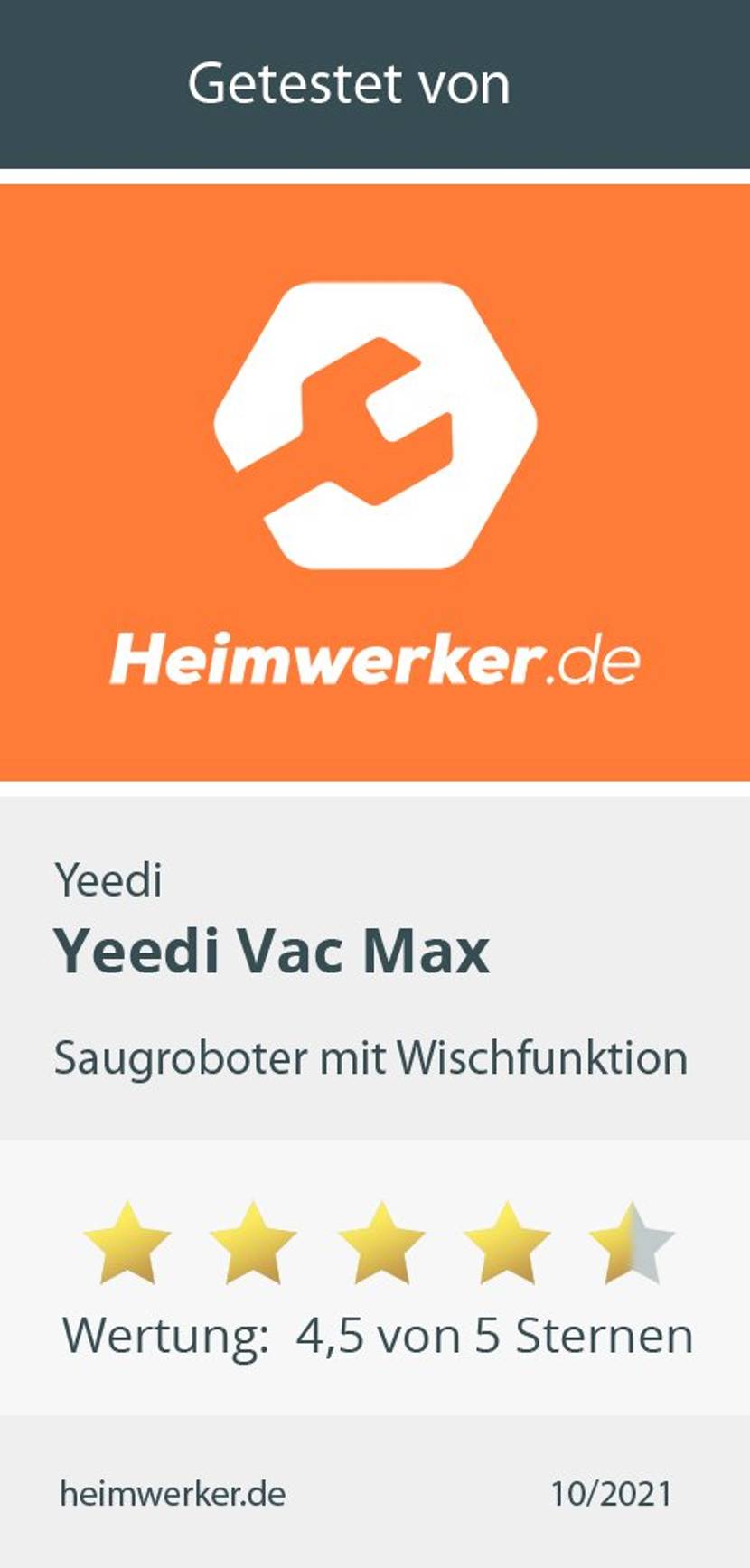 Test Yeedi Vac Max Testsiegel