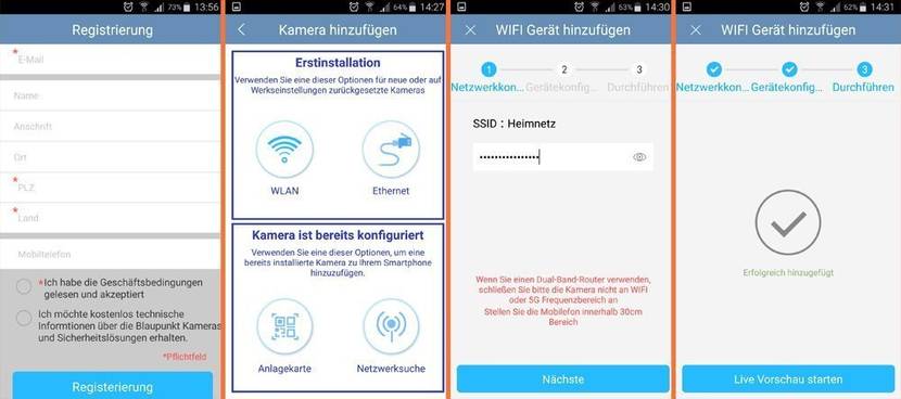 In nur wenigen Schritten sind App und Kameras eingerichtet.