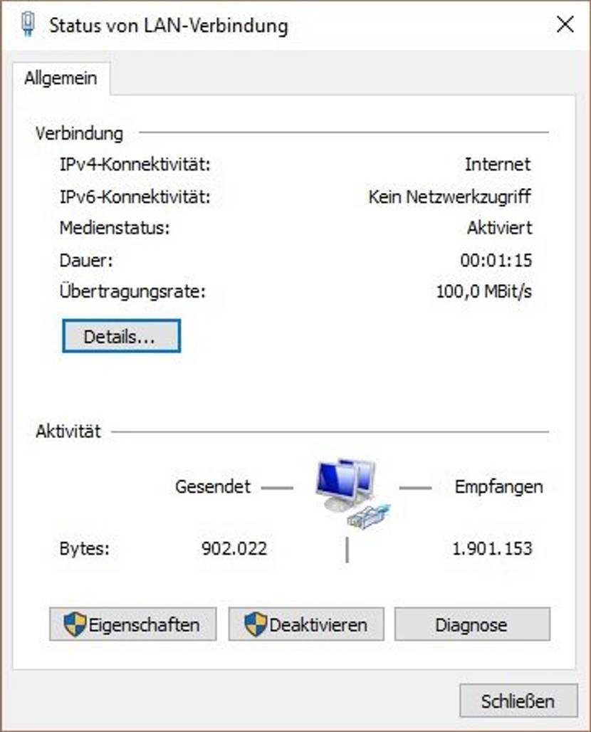 In wenigen Sekunden wird die Verbindung aufgebaut.