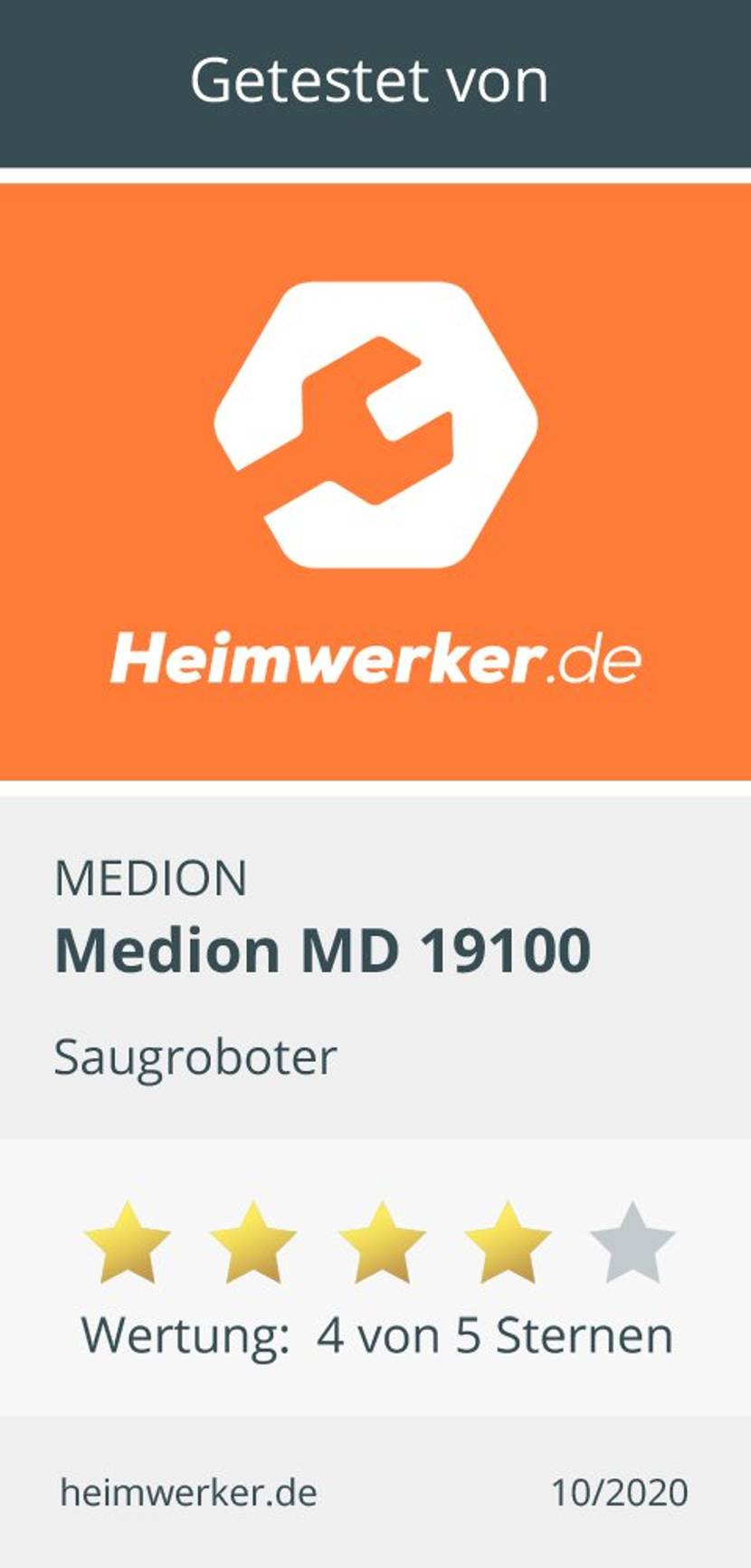 Testsiegel Saugroboter Medion MD 19100