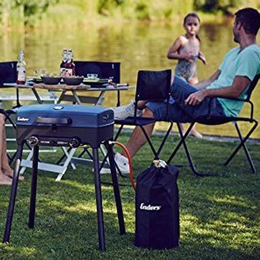 tischgasgrill-gasflasche Familie am See