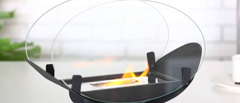 ovaler tischkamin aus glas