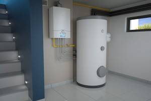 heizraum mit warmwasserspeicher