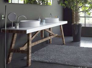 Waschtisch selber bauen aus Konsole mit Tischgestell.