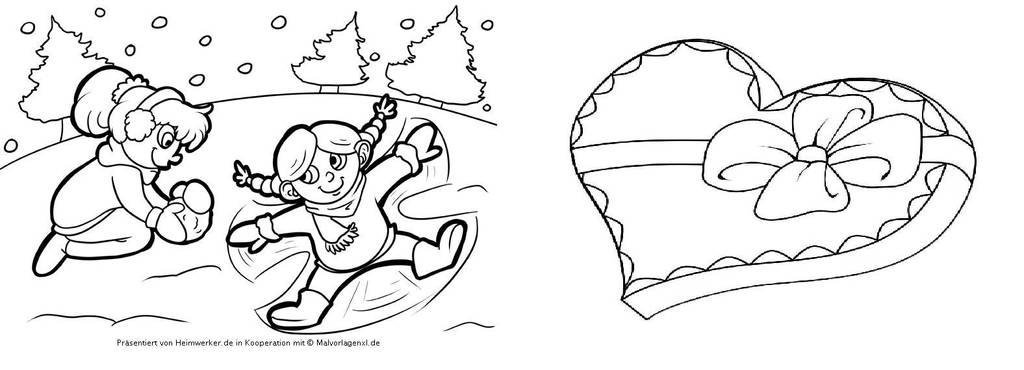 weihnachten-ausmalbilder-schnee-und-pralinenschachtel