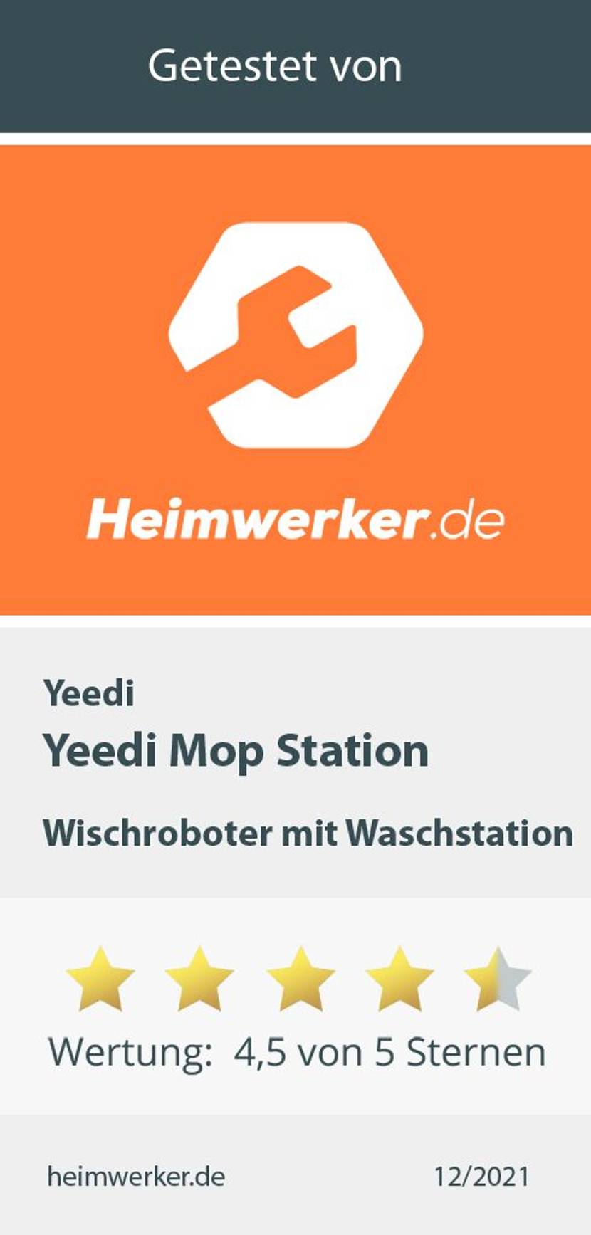 Yeedi Mop Station Testsiegel